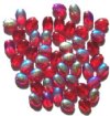 50 8x6mm Transparent Red AB Flat Oval Glass Beads